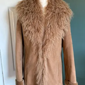 Jasper Conran Suede Afghan Coat Mongolian Fur Sheepskin Penny Lane