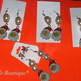 Festive Santa Handmade Earrings - 3 for £5 with Free UK Shipping + Mystery Gift!