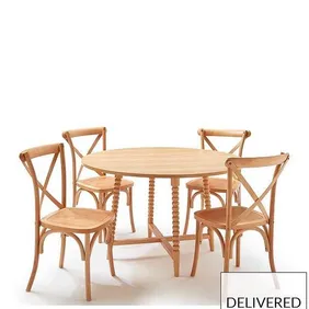 Brand new and boxed, Oak Bobbin dining table with 4 oak chairs 