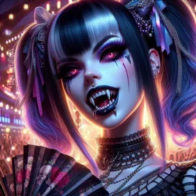 Unleash Gothic Charm with Purple Vampire Girl Art