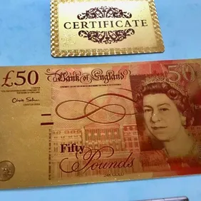 Gold Foil £50 note Note Fifty Pound lovely Collectable Comes with certificate of authenticity 