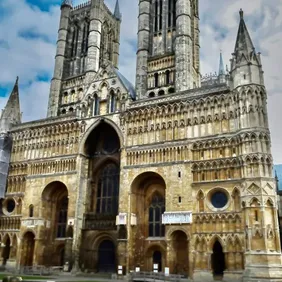 Lincoln Cathedral Full Front View - Photographic Print Greetings Card