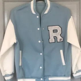 College Jacket in Excellent Condition Blue and White with letter R on Chest size S ladies American F