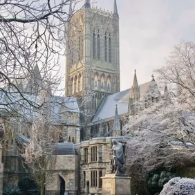 Lincoln Cathedral Winter Scene - Photographic Print Greetings Card