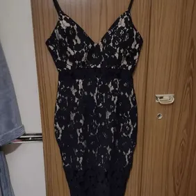 Black lace dress missguided size 8 Beige lining underneath the lace goes a bit longer than the other