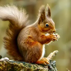 Red Squirrel Eating a Nut - Photographic Print Greetings Card