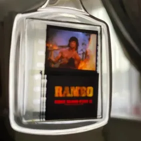 Rambo First Blood part Two starring Sylvester Stallone movie key ring film cell 35mm