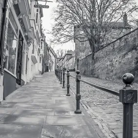 Steep Hill Lincoln (Bottom B/W) - Photographic Print Greetings Card