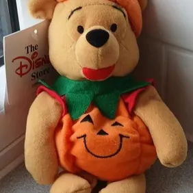 Pumpkin Pooh 8", Plush/Beanie, Tagged, Disney
