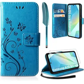 Samsung Galaxy A16 Case with Screen Protector and Touch pen, Leather Flip Wallet