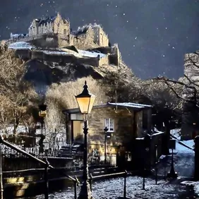 Edinburgh Castle at Night - Photographic Print Greetings card