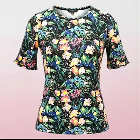 Vibrant Ted Baker Black Flower Top Size 3/Medium