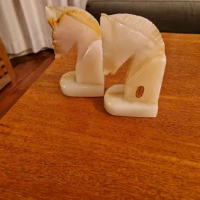 Vintage Onyx Horse Head Bookends