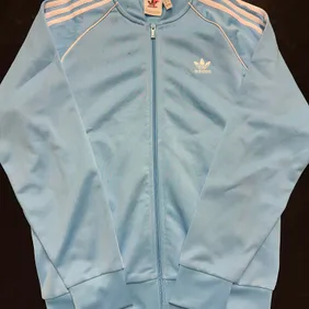 Adidas 3 stripe track jacket in blue size Medium