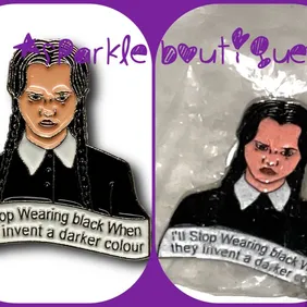 Wednesday Addams Darker Color Enamel Pin Badge + Free Organza Bag