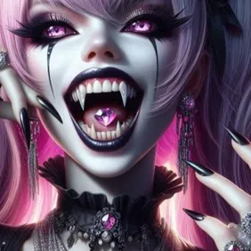 Embrace Your Dark Side with Pink Vampire Girl Print