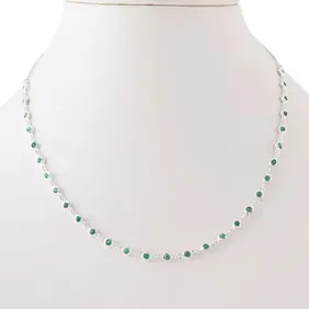 Dazzle in Dainty: Silver Gemstone Link Necklace