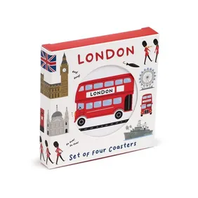 London-Themed Cork Coasters Set of 4 - Perfect UK Souvenir, Free Postage