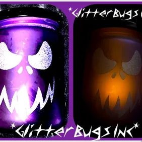 Frosted Purple & Orange Lantern Jars w/ LED Tea Lights + Free Spooky Gift & UK Delivery