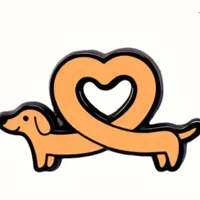 Pin Badge 033 - Dachshund Heart