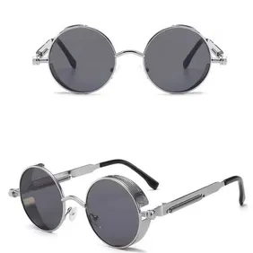 RetroFuturistic Shades: Unisex Steampunk & Gothic Round Sunglasses