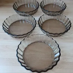 5 x Ramekin Dishes, French, Arcopal glass, 4" diameter, vintage, retro