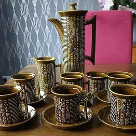 A fabulous Portmeirion 'Cypher' Coffee Pot set consisting of Coffee Pot, Sugar Bowl, Milk Jug, and s