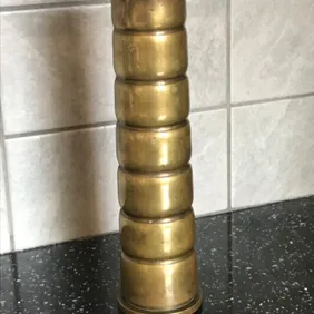 Vintage 1944 Trench Art vase made from artillery shell, stunning piece of British history collectors