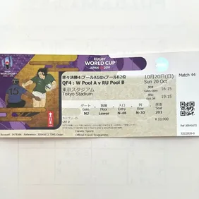 Official 2019 Rugby World Cup QF4 Ticket – Japan v SA – Purple 201