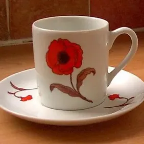 AVON 'Poppy' Coffee cup and saucer, retro, vintage