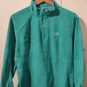 Green North Face Zipped Fleece Top, L