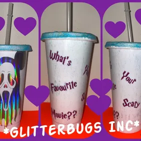 Spooky Sipper: Holographic Ghost Face Cold Cup with Glitter Lid