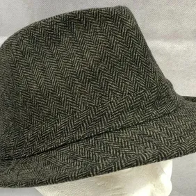 Men's Tweed Wool Blend Fedora Hat, Brown/Black, Size Medium 