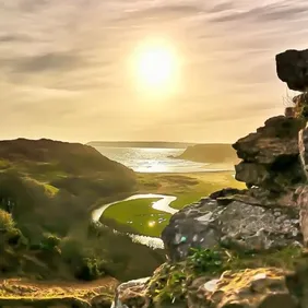 Three Cliffs Bay Gower Wales - Photograoic Print Greetings Card