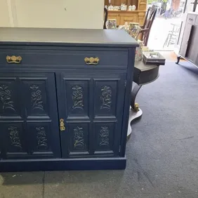 Navy Blue & Gold Solid Wood Cupboard - Elegance Meets Storage