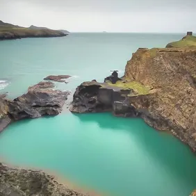 Blue Lagoon Abereiddy Wales - Photographic Print Greetings Card