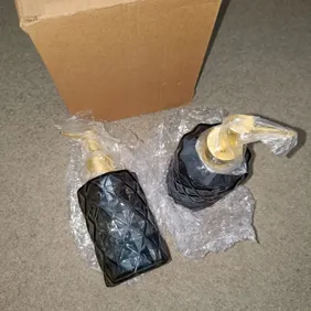 Deluxe Black Glass Soap Dispenser Set (2-Pack) for Kitchen/Bathroom