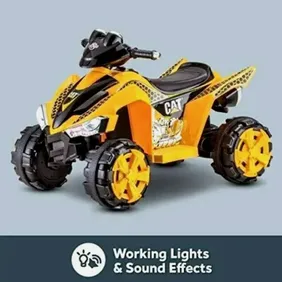 Kid Trax CAT ATV Rides Ons - Yellow (KT1349I) 6V Battery Birthday Gift Ride - New