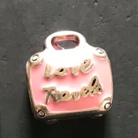 Genuine 925 Silver Happy Pink Suitcase Travel Charm comes in a cute velvet pouch For Pandora Bracele