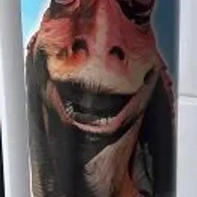 Cadburys Chocolate Tube (empty): Star Wars Jar Jar Binks bust topper. 1999