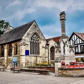 War Memorial Lincoln High Street - Photographic Print Greetings Card