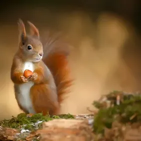 Red Squirrel Holding a Nut - Photographic Print Greetings Card