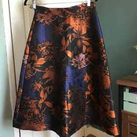 Warehouse Floral Jacquard Prom Skirt 50s Fit and Flare Style.