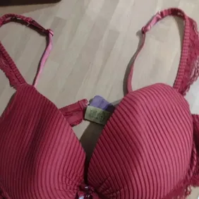 Red Push Up Bra Size 36c Red stripe push up bra with lace bow and has padded cups worn about 2 times