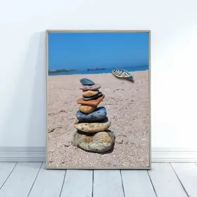 Romantic Wall Art Prints Sea Stones Beach Theme Wall Art for Home Decorations Wall Décor