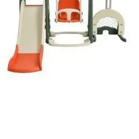 COSTWAY 6 IN 1 TODDLER SLIDE AND SWING SET WITH ADJUSTABLE BASKETBALL HOOP FOR INDOOR - ORANGE