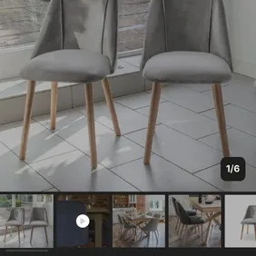 Grey Velvet Laura James set of two Freya Dinning Chairs. 