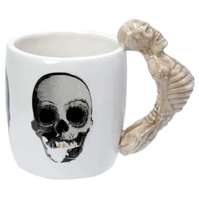 Novelty Skeleton Shaped Handle Ceramic Mug - 400ml, Free UK Postage