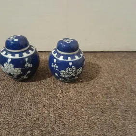 Vintage Pair Chinese Miniature Porcelain Ginger Jars