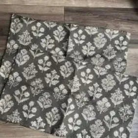 2 New dark green and cream cushion covers with floral design